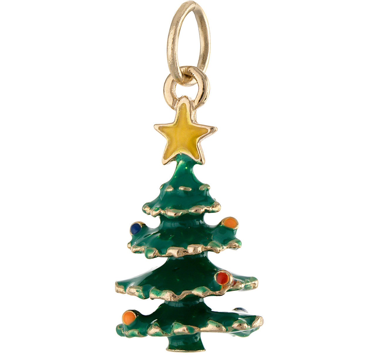 Enamel Christmas Tree 14K Gold Charm